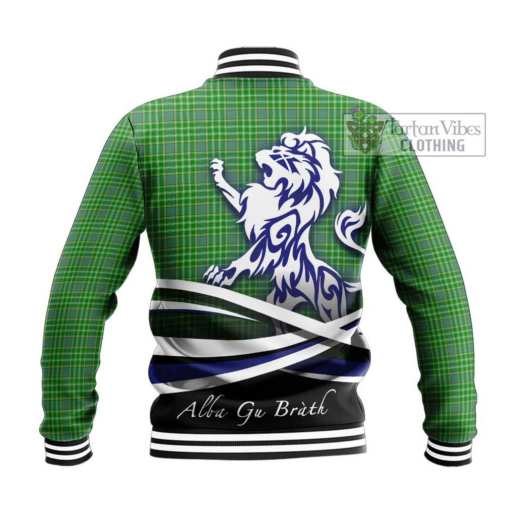 Currie Tartan Baseball Jacket with Alba Gu Brath Regal Lion Emblem - Tartanvibesclothing Shop