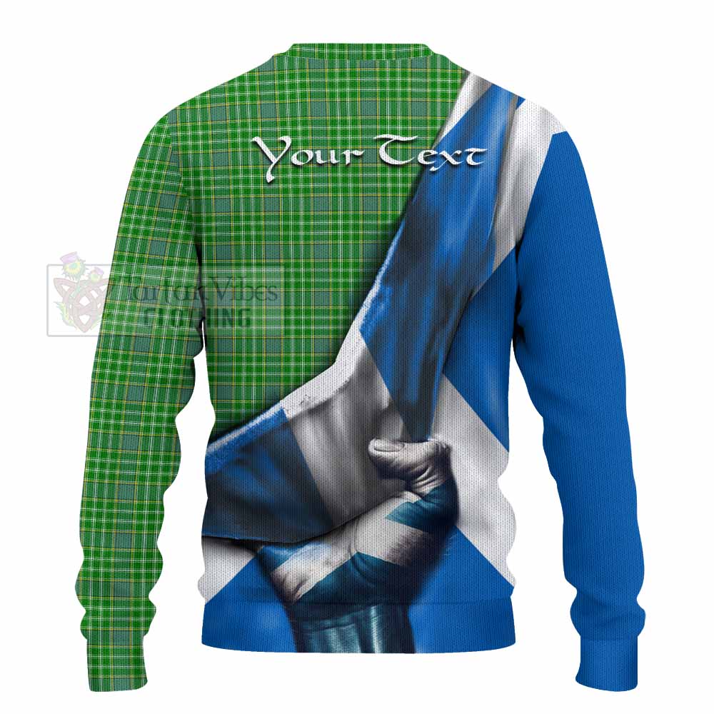 Tartan Vibes Clothing Currie Tartan Knitted Sweater with Family Crest Scotland Patriotic Style