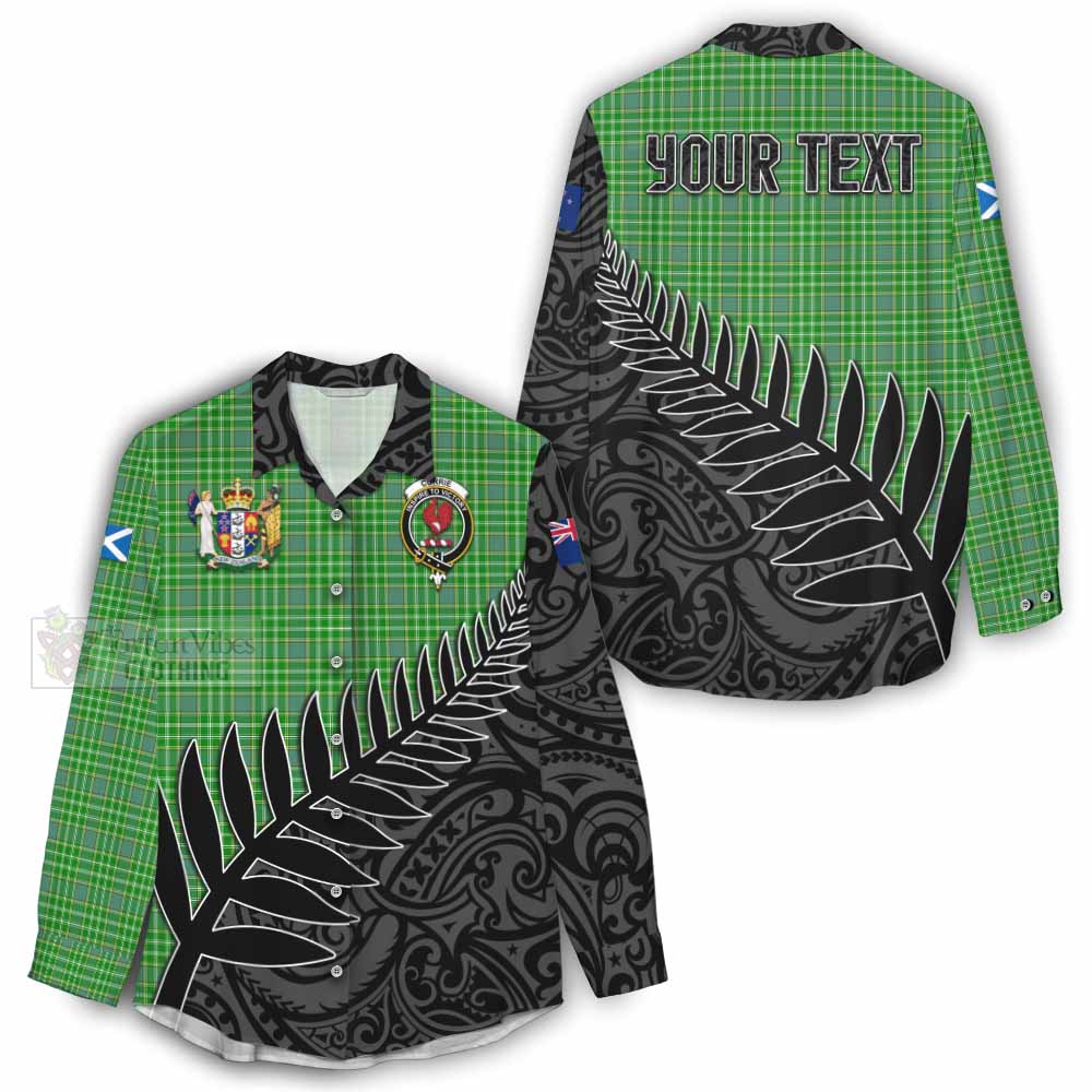 Tartan Vibes Clothing Currie Crest Tartan Women's Casual Shirt with New Zealand Silver Fern Half Style