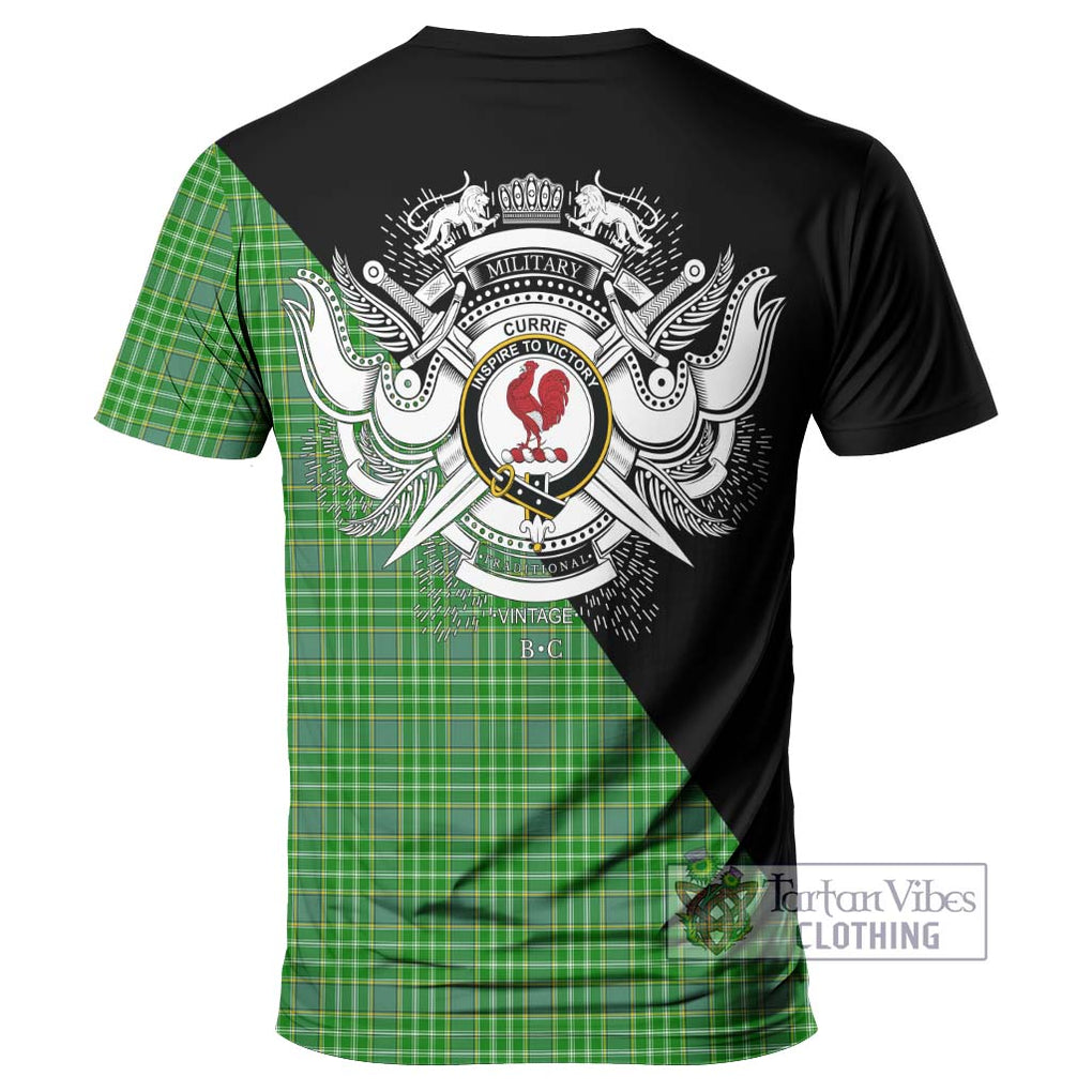 Currie Tartan T-Shirt with Family Crest and Military Logo Style - Tartanvibesclothing Shop