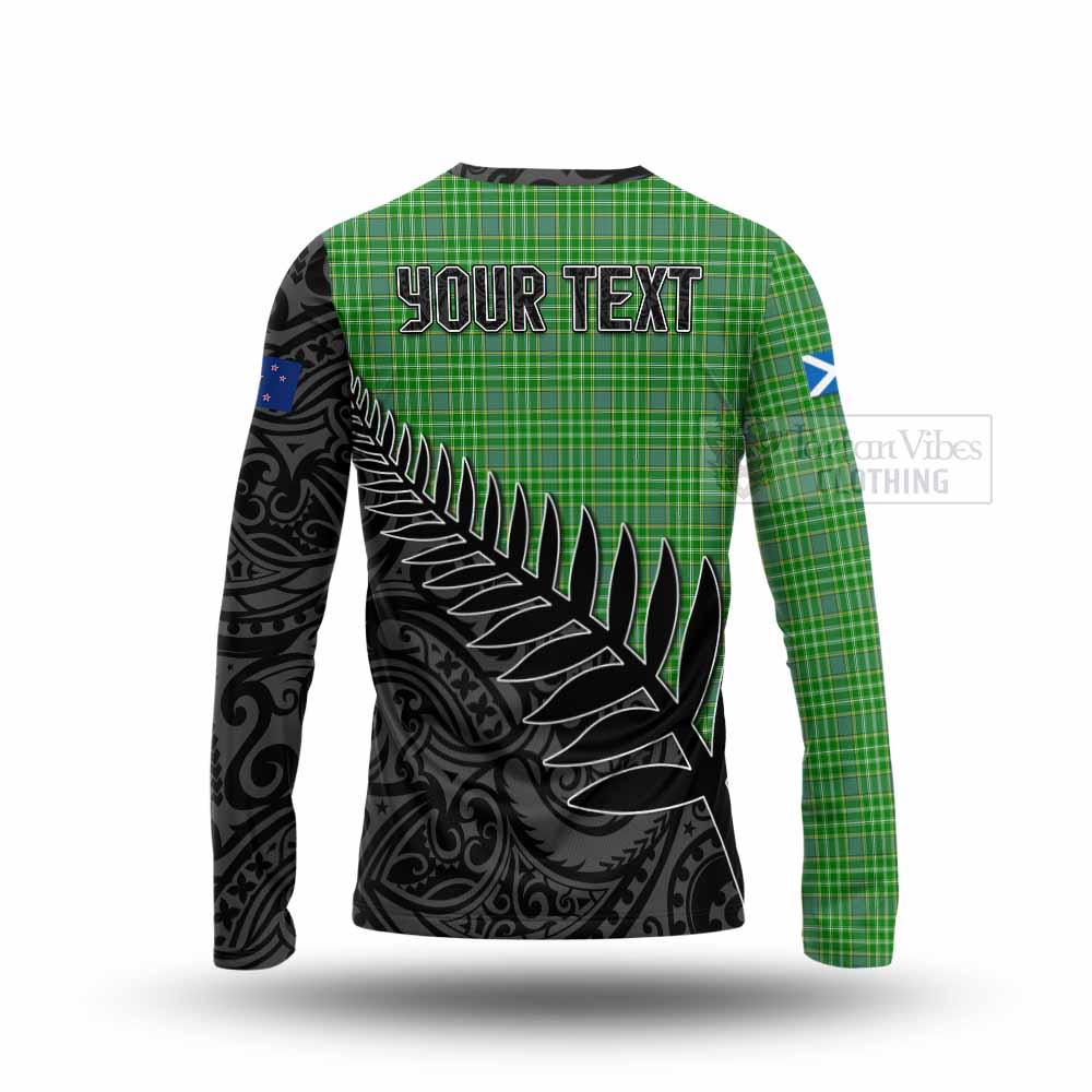 Tartan Vibes Clothing Currie Crest Tartan Long Sleeve T-Shirt with New Zealand Silver Fern Half Style