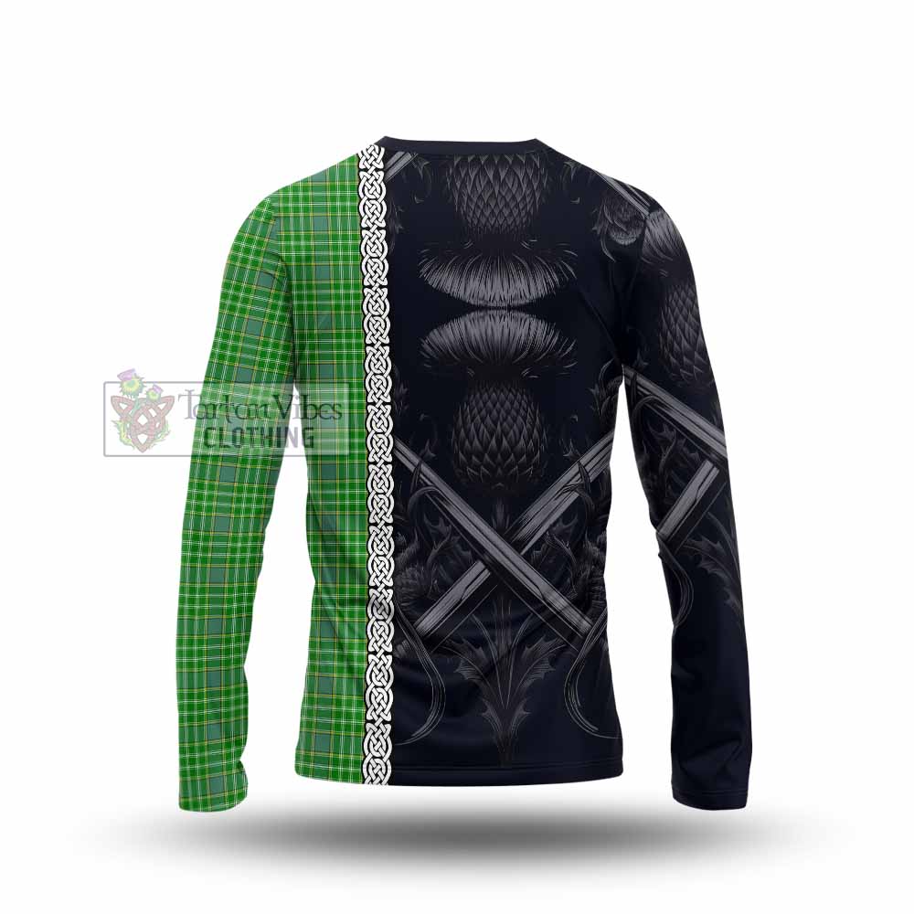 Currie Tartan Long Sleeve T-Shirt with Family Crest Cross Sword Thistle Celtic Vibes - Tartan Vibes Clothing