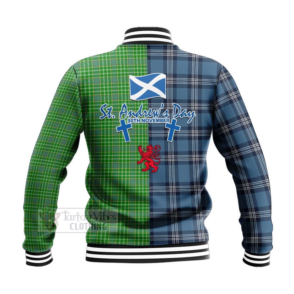 Tartan Vibes Clothing Currie Tartan Baseball Jacket Happy St. Andrew's Day Half Tartan Style