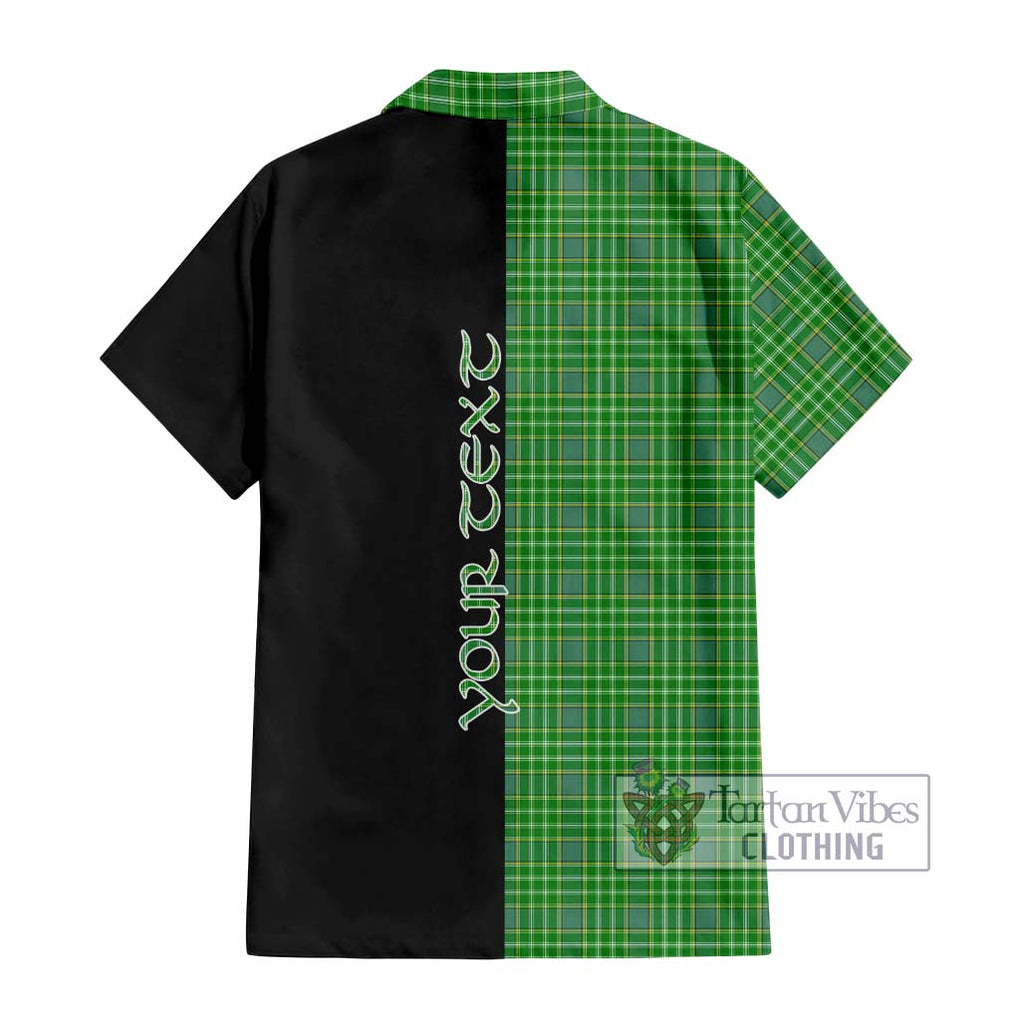 Currie Tartan Short Sleeve Button Shirt with Family Crest and Half Of Me Style - Tartanvibesclothing Shop