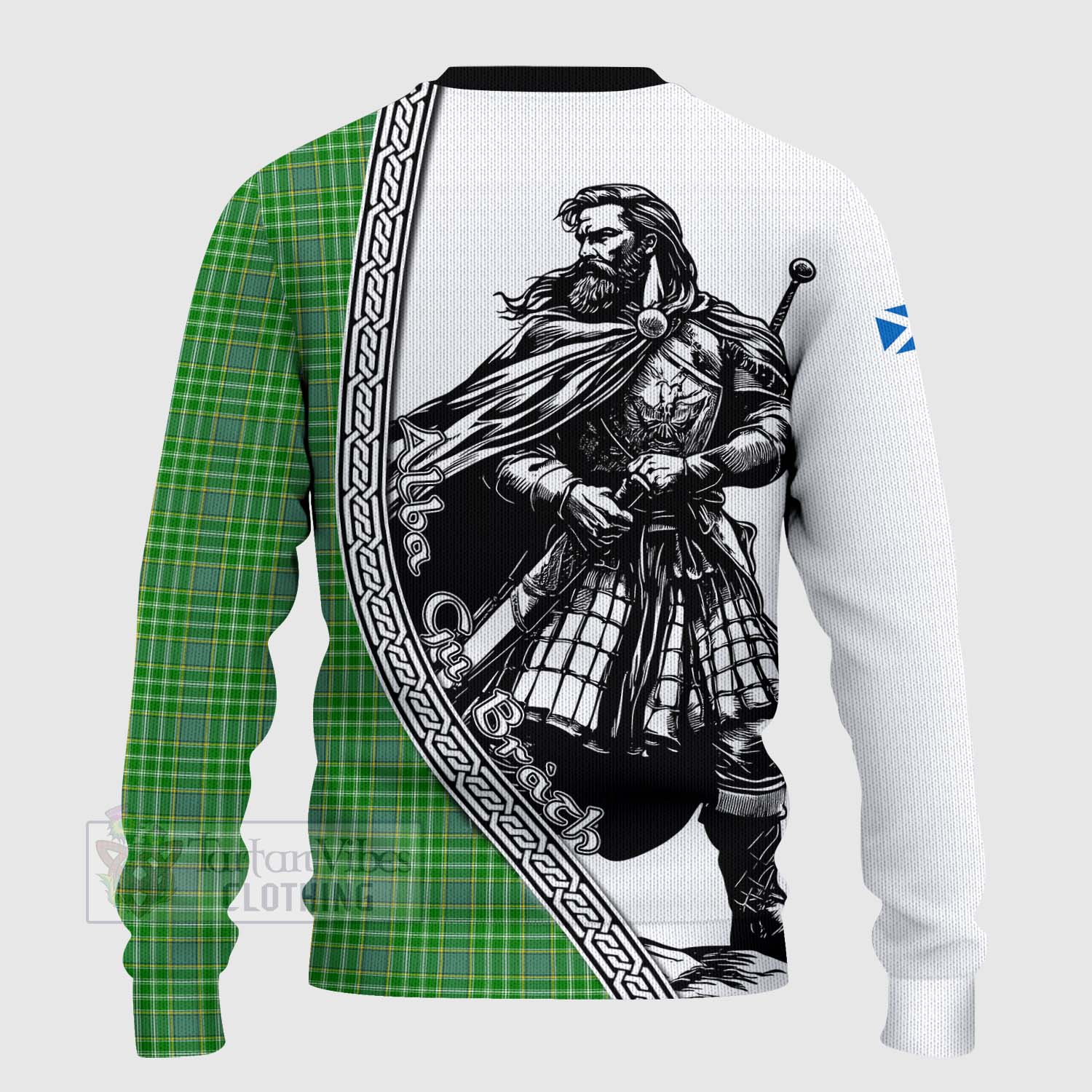 Tartan Vibes Clothing Currie Tartan Clan Crest Knitted Sweater with Highlander Warrior Celtic Style