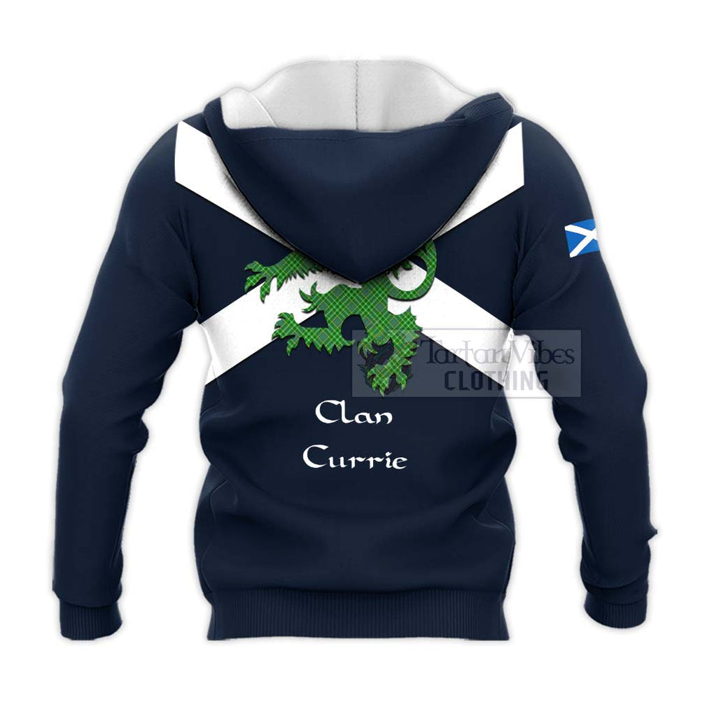 Tartan Vibes Clothing Currie Tartan Lion Rampant Knitted Hoodie – Proudly Display Your Heritage with Alba Gu Brath and Clan Name