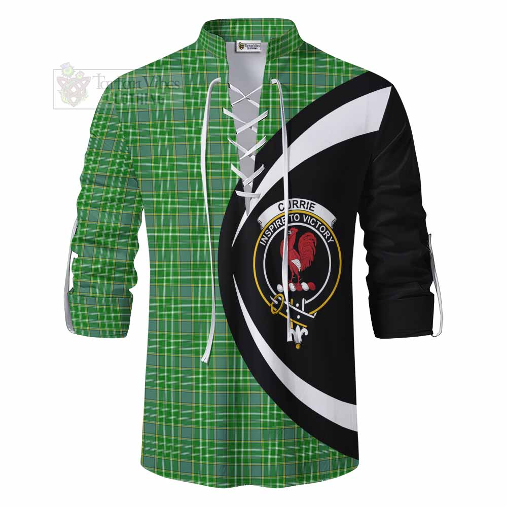 Tartan Vibes Clothing Currie Tartan Ghillie Kilt Shirt with Family Crest Circle Style