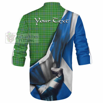 Currie Tartan Ghillie Kilt Shirt with Family Crest Scotland Patriotic Style