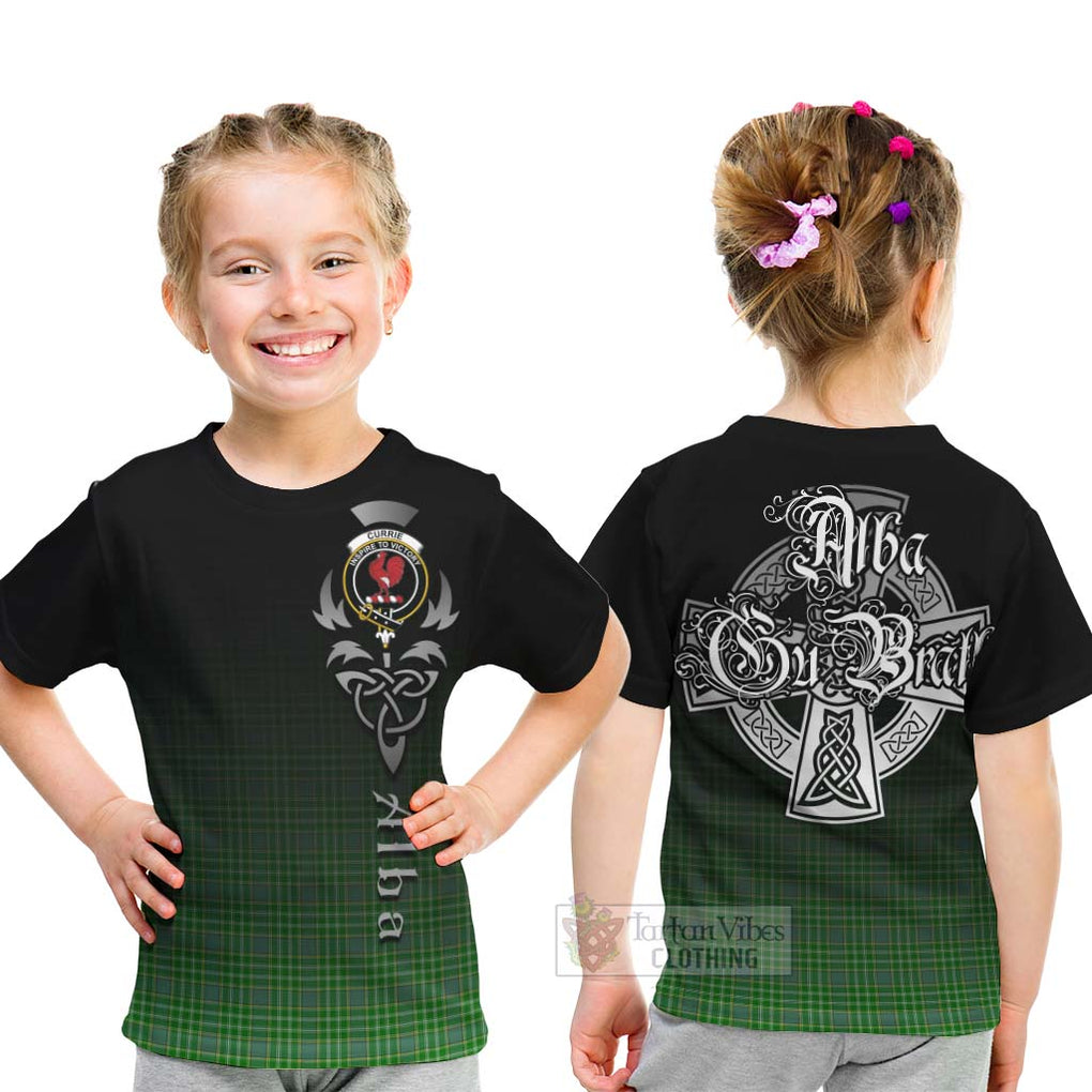 Tartan Vibes Clothing Currie Tartan Kid T-Shirt Featuring Alba Gu Brath Family Crest Celtic Inspired