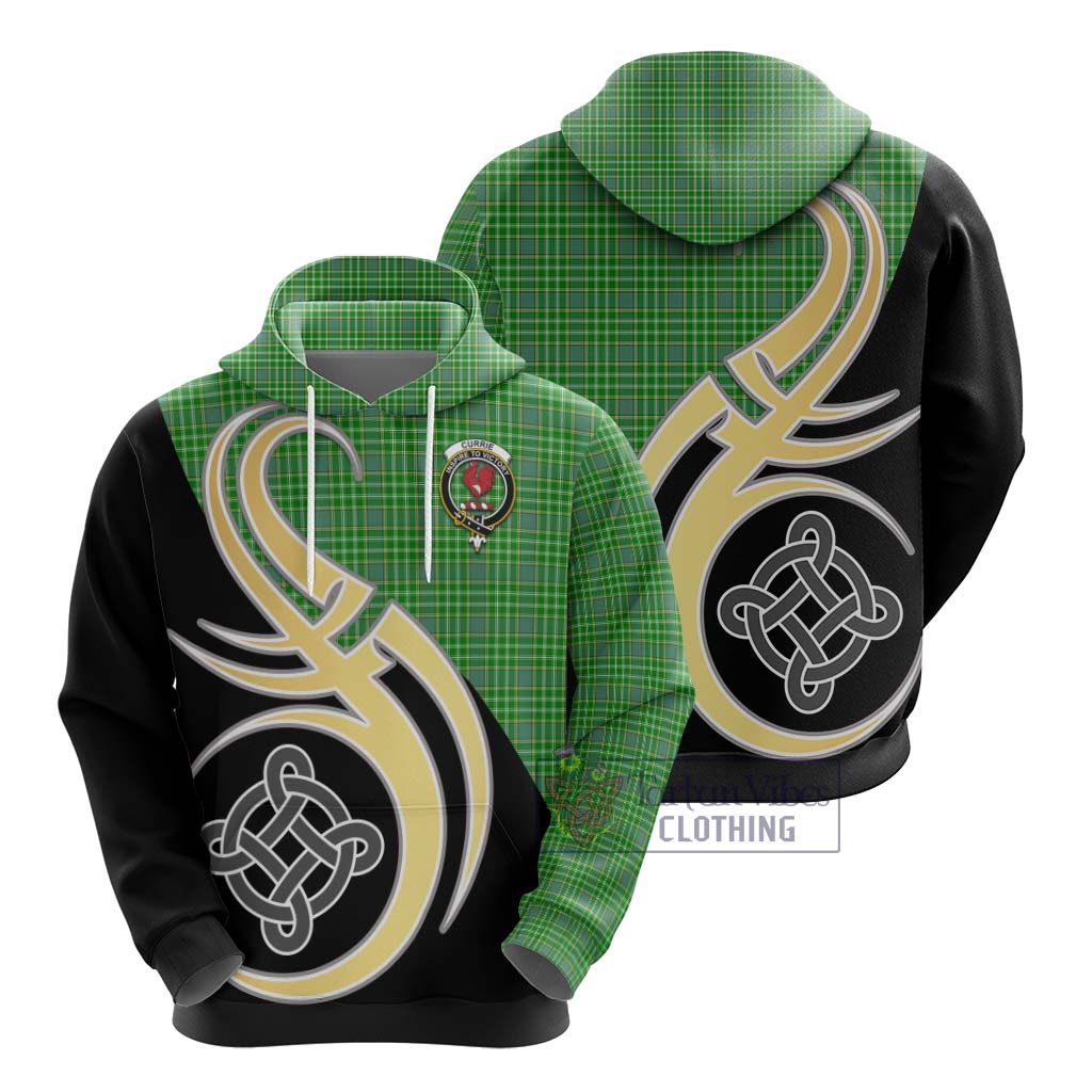 Currie Tartan Hoodie with Family Crest and Celtic Symbol Style - Tartan Vibes Clothing