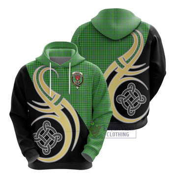 Currie Tartan Hoodie with Family Crest and Celtic Symbol Style