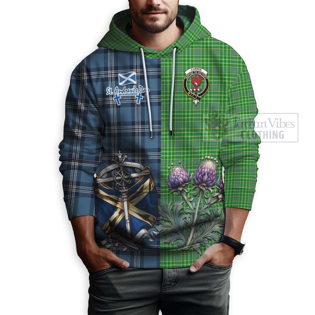 Tartan Vibes Clothing Currie Tartan Hoodie Happy St. Andrew's Day Half Tartan Style