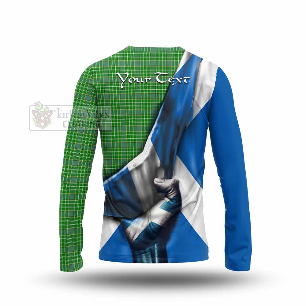 Tartan Vibes Clothing Currie Tartan Long Sleeve T-Shirt with Family Crest Scotland Patriotic Style