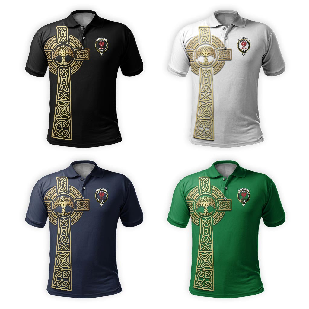 Currie Clan Polo Shirt with Golden Celtic Tree Of Life - Tartanvibesclothing