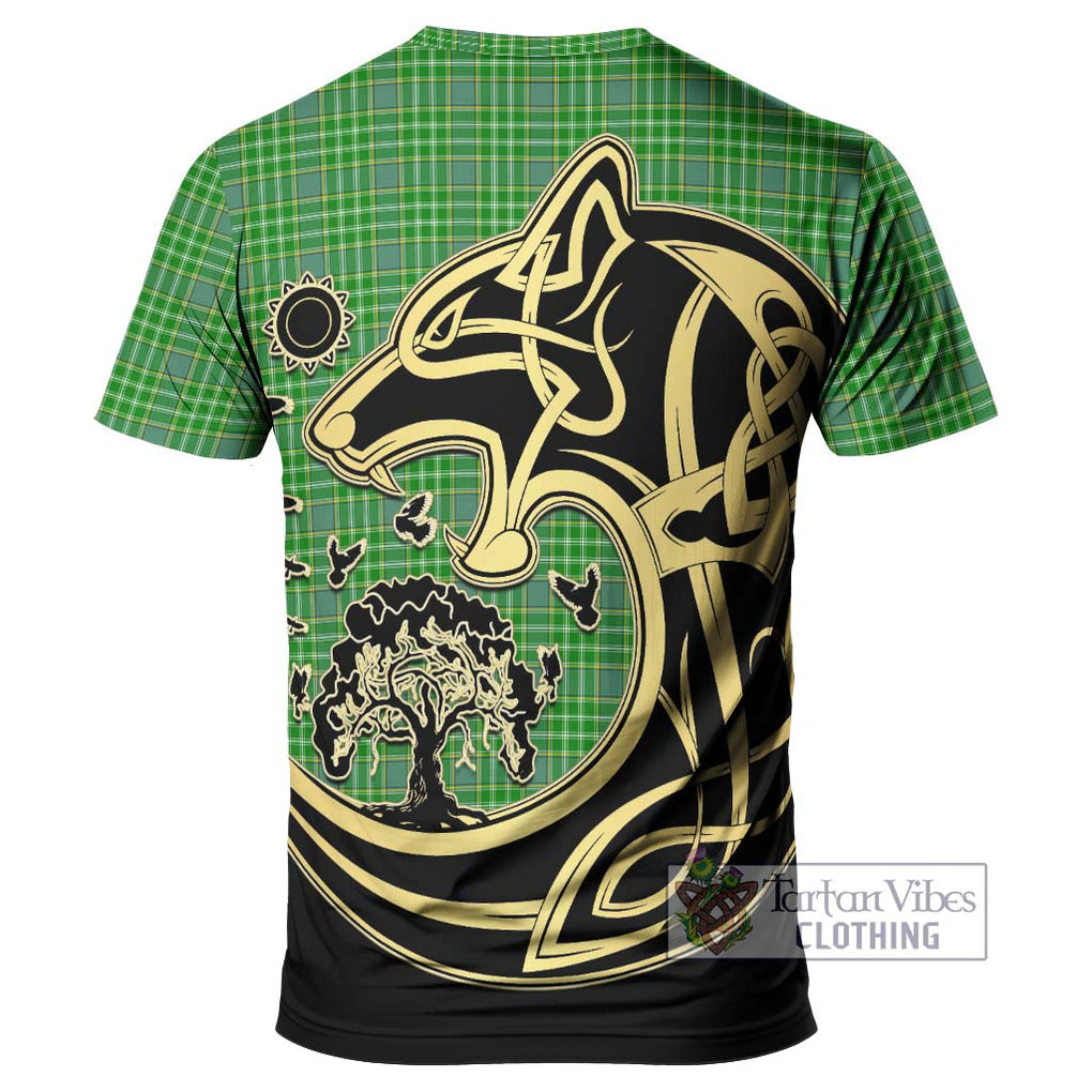 Currie Tartan T-Shirt with Family Crest Celtic Wolf Style - Tartan Vibes Clothing