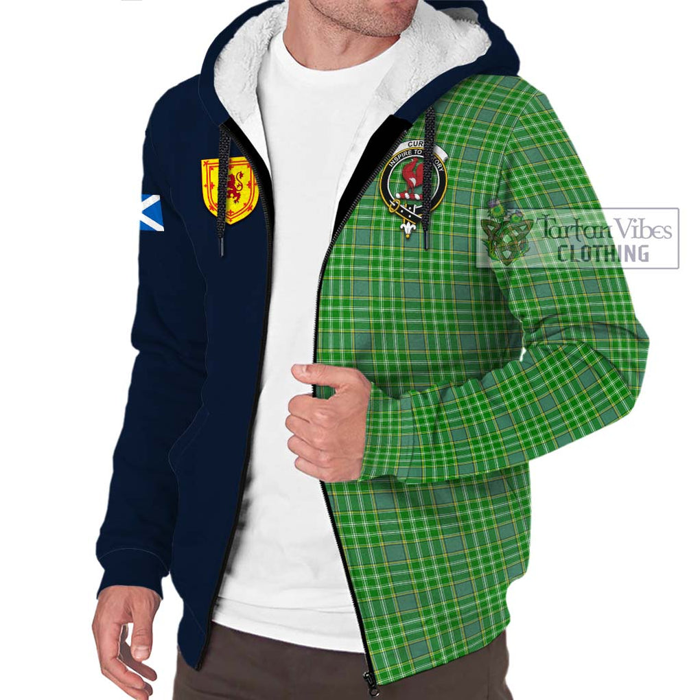 Tartan Vibes Clothing Currie Tartan Sherpa Hoodie with Scottish Lion Royal Arm Half Style