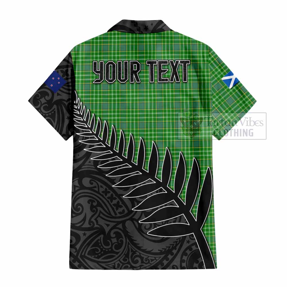 Tartan Vibes Clothing Currie Crest Tartan Short Sleeve Button Shirt with New Zealand Silver Fern Half Style