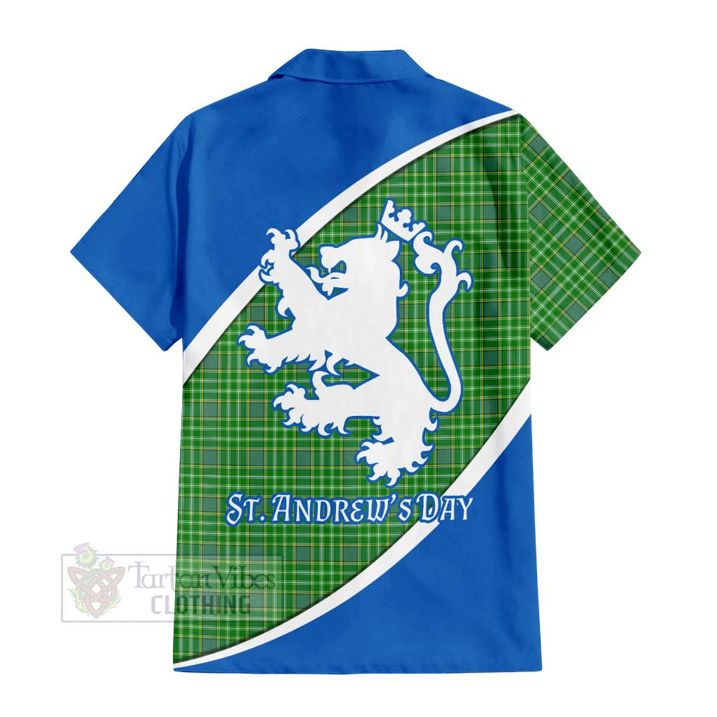 Tartan Vibes Clothing Currie Family Crest Tartan Short Sleeve Button Shirt Celebrate Saint Andrew's Day in Style