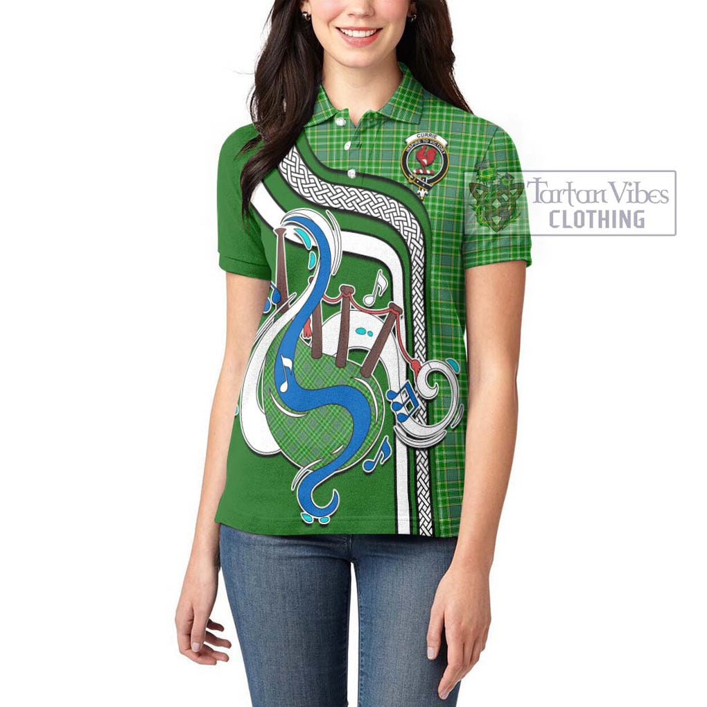 Currie Tartan Women's Polo Shirt with Epic Bagpipe Style - Tartanvibesclothing Shop