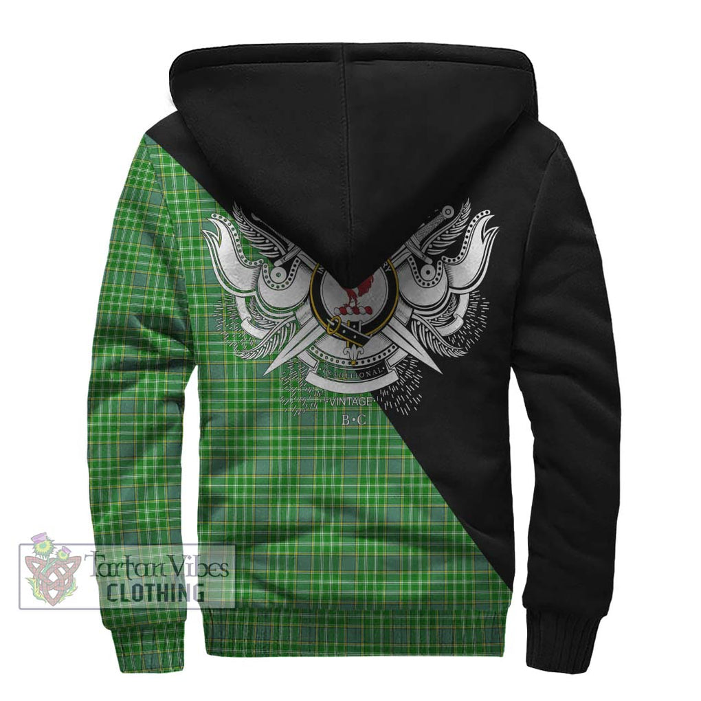 Currie Tartan Sherpa Hoodie with Family Crest and Military Logo Style - Tartanvibesclothing Shop