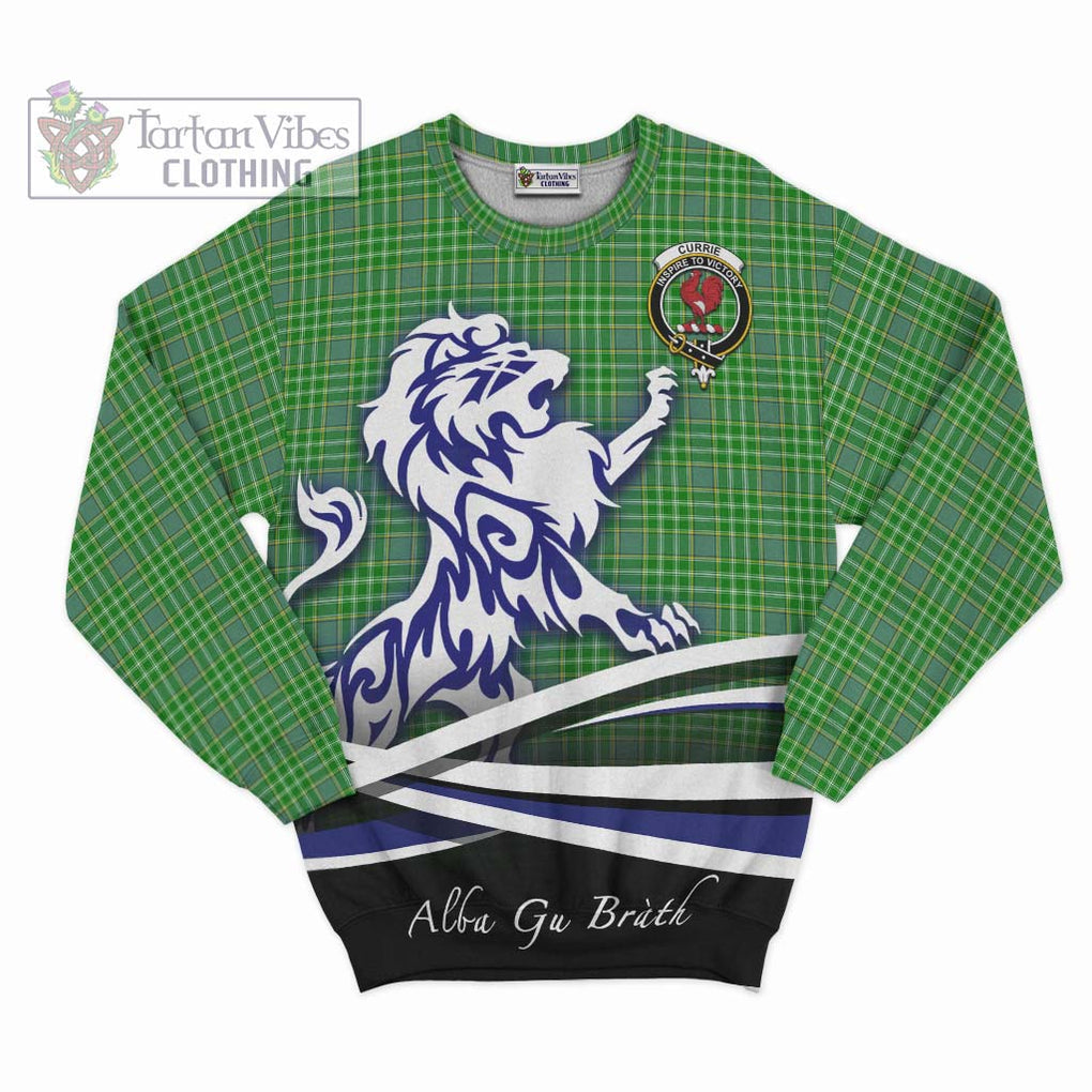 Currie Tartan Sweatshirt with Alba Gu Brath Regal Lion Emblem - Tartanvibesclothing Shop