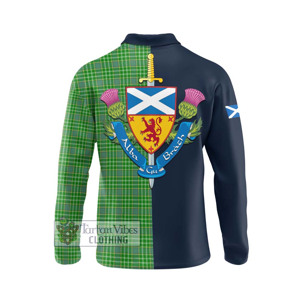 Tartan Vibes Clothing Currie Tartan Long Sleeve Polo Shirt with Scottish Lion Royal Arm Half Style