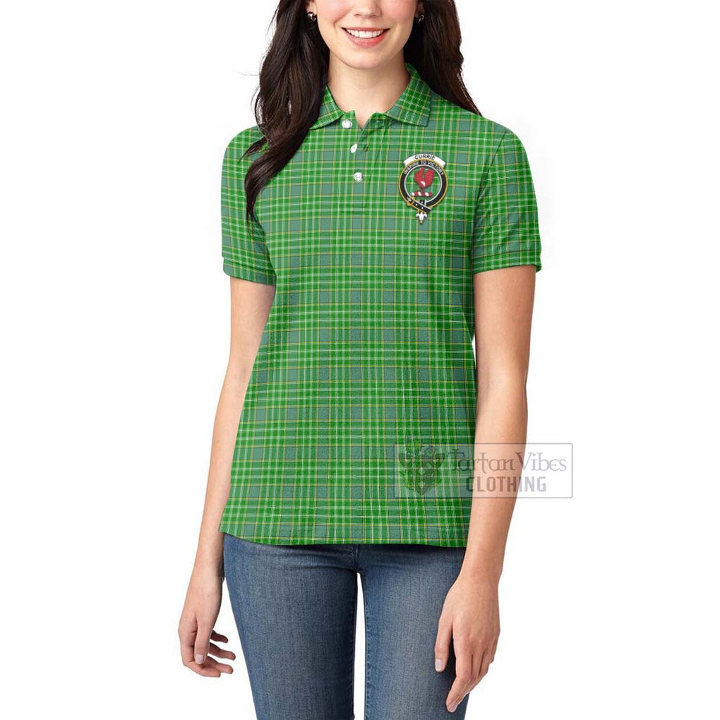 Tartan Vibes Clothing Currie Tartan Women's Polo Shirt with Family Crest Celtic Skull Style