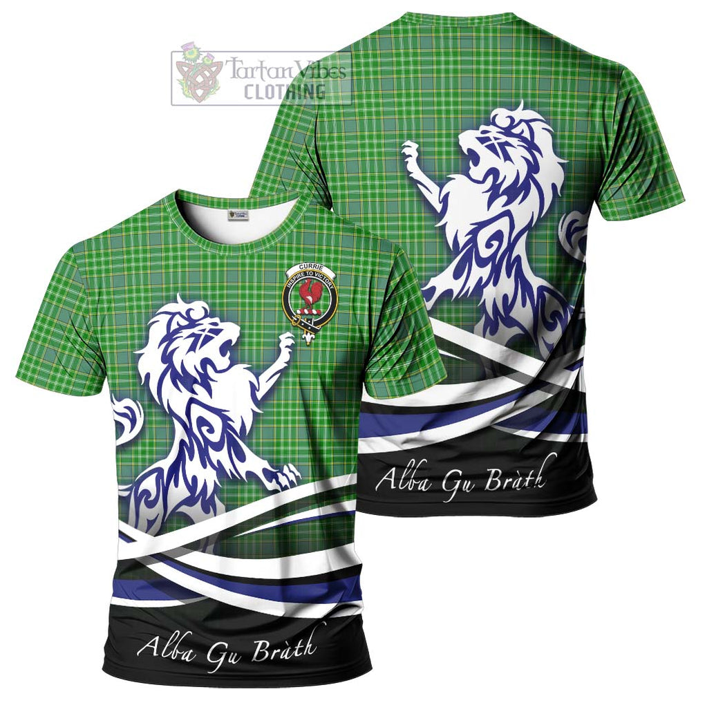 Tartan Vibes Clothing Currie Tartan Cotton T-shirt with Alba Gu Brath Regal Lion Emblem