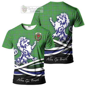 Currie Tartan Cotton T-shirt with Alba Gu Brath Regal Lion Emblem