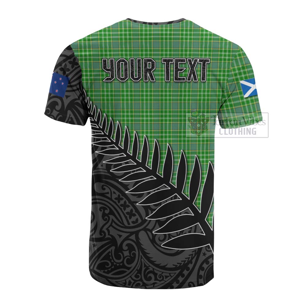 Tartan Vibes Clothing Currie Crest Tartan Cotton T-shirt with New Zealand Silver Fern Half Style