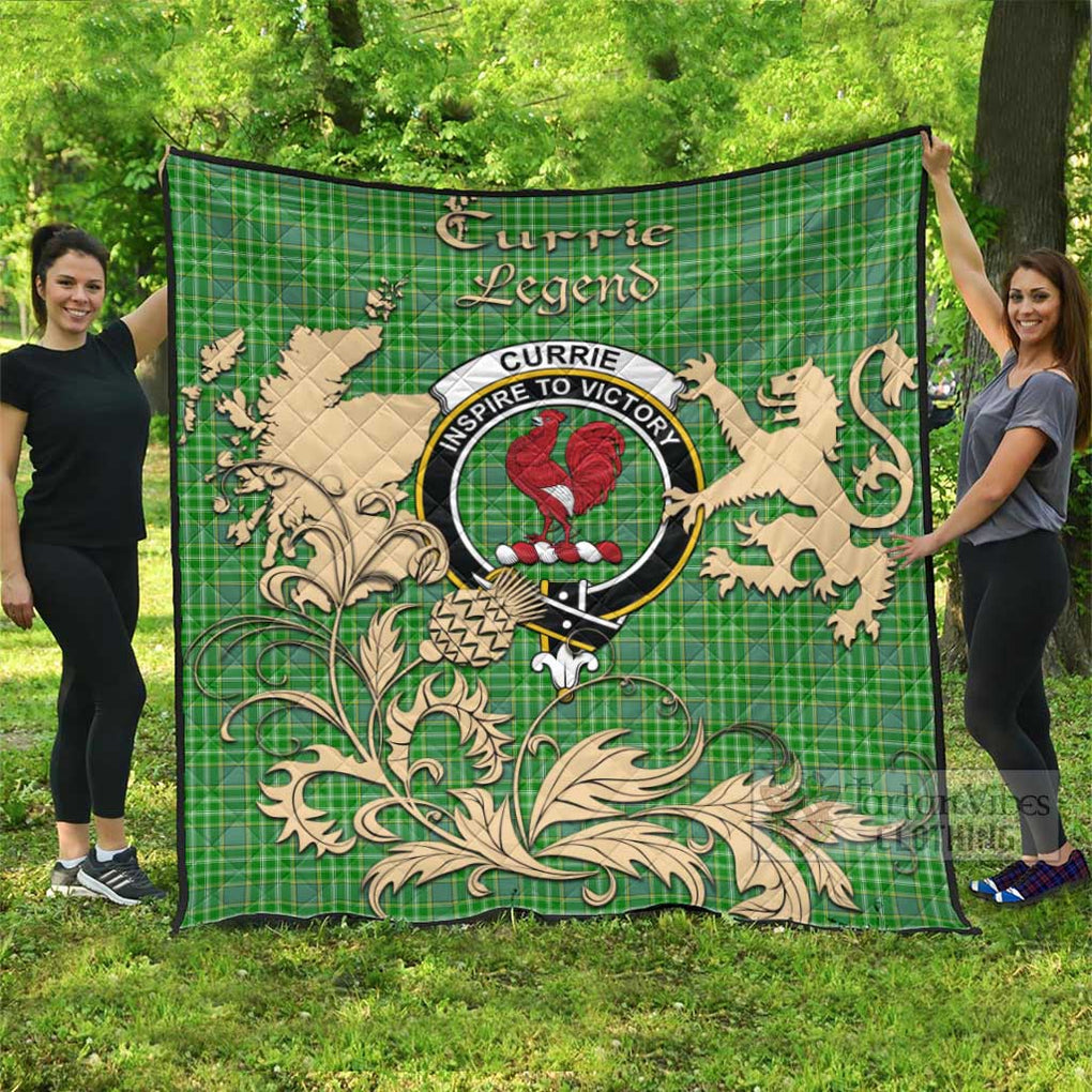 Tartan Vibes Clothing Currie Tartan Quilt with Family Crest and Scottish Symbol Style