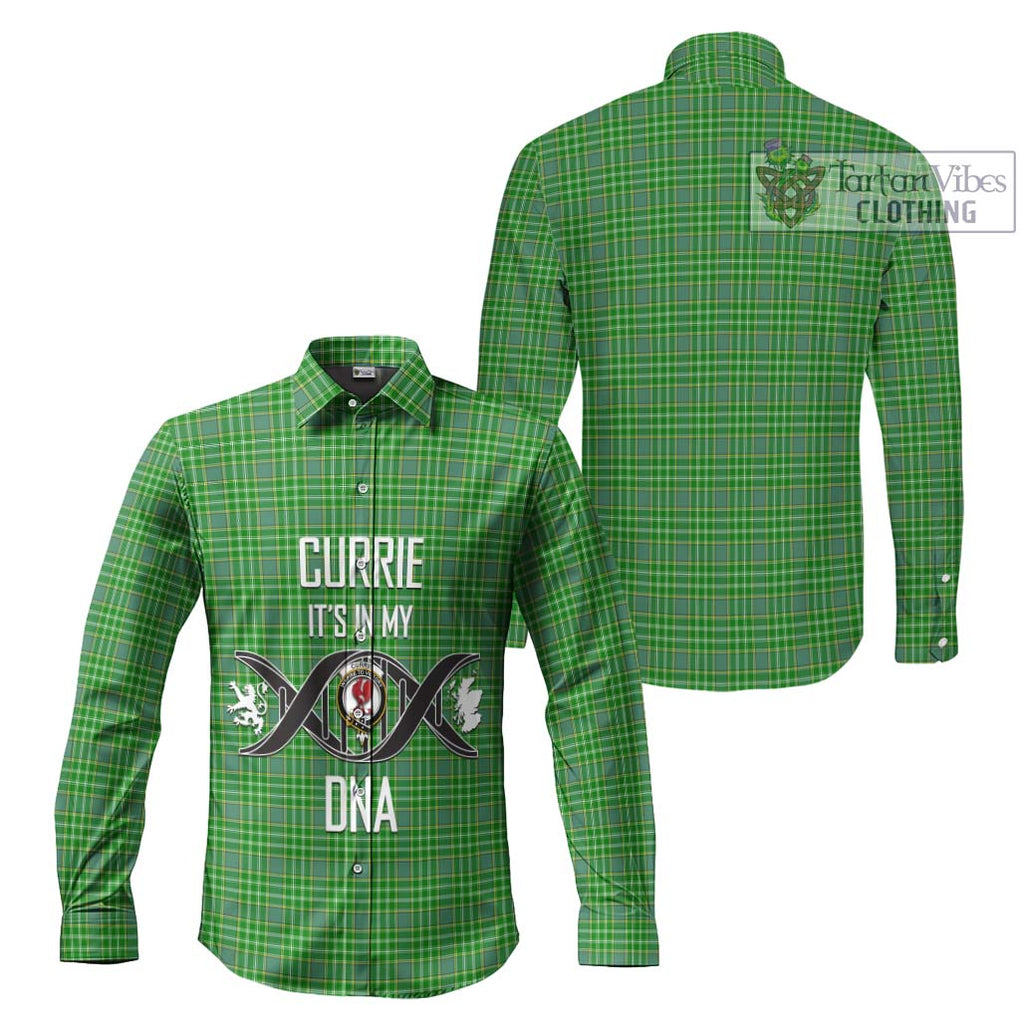 Currie Tartan Long Sleeve Button Shirt with Family Crest DNA In Me Style Men's Shirt - Tartanvibesclothing Shop