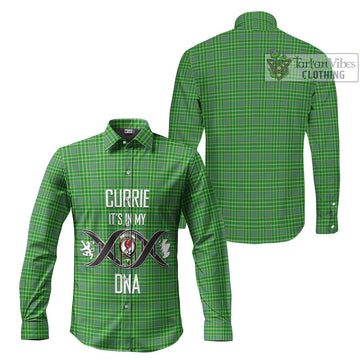 Currie Tartan Long Sleeve Button Shirt with Family Crest DNA In Me Style