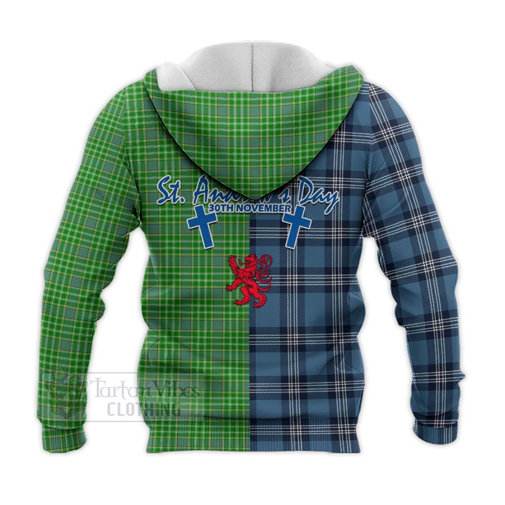 Tartan Vibes Clothing Currie Tartan Knitted Hoodie Happy St. Andrew's Day Half Tartan Style