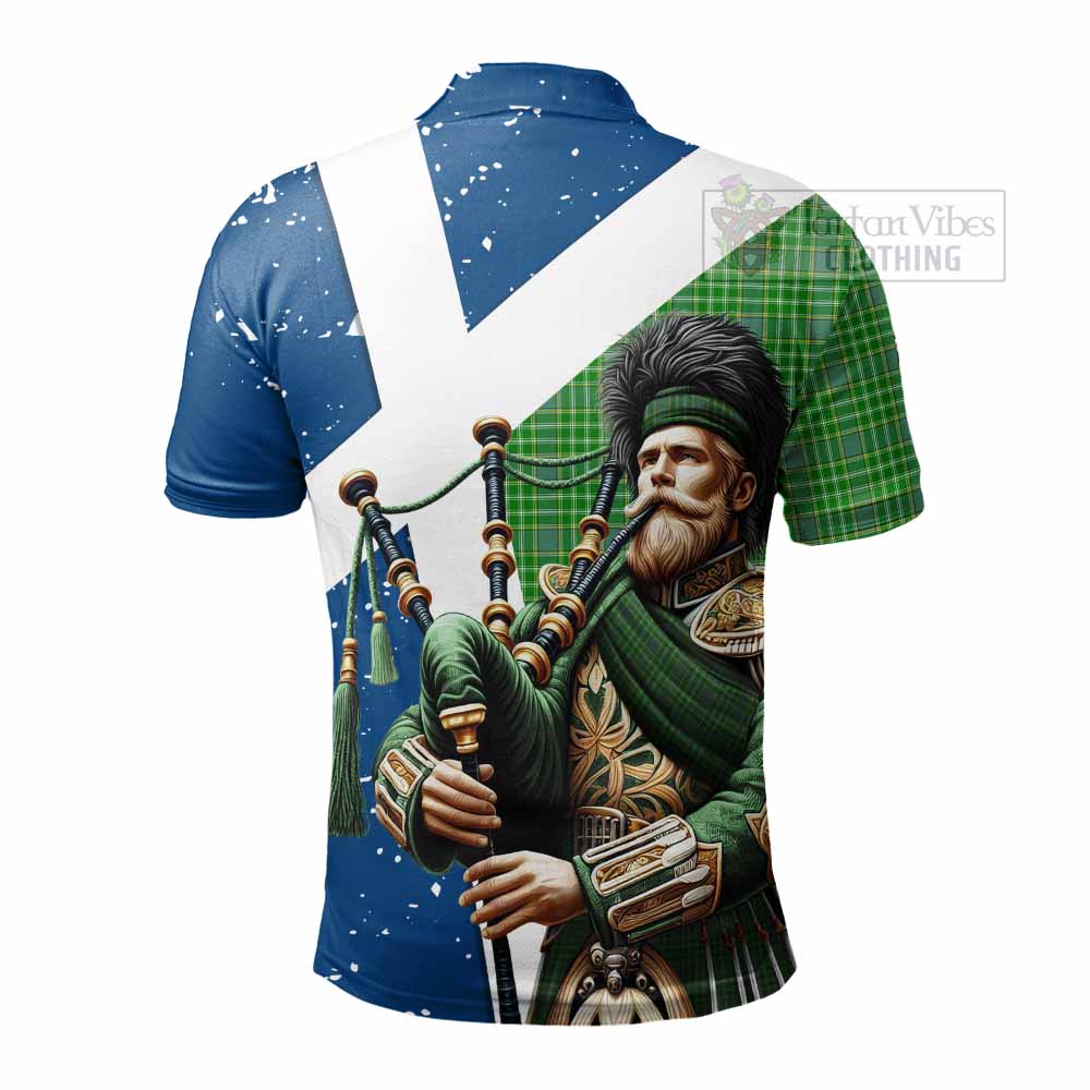 Tartan Vibes Clothing Currie Tartan Polo Shirt with Family Crest Scottish Bagpiper Vibes