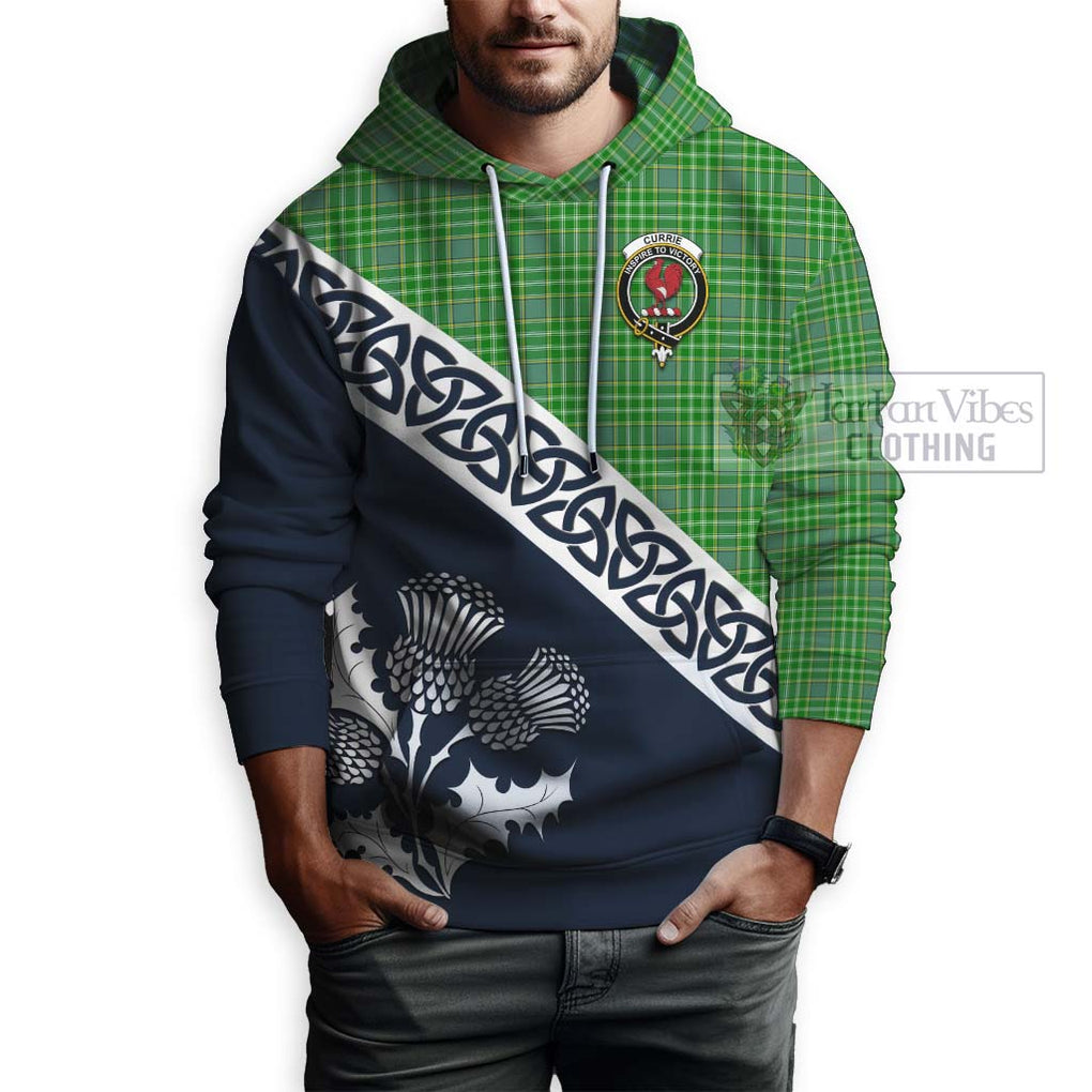 Tartan Vibes Clothing Currie Tartan Hoodie Featuring Thistle and Scotland Map