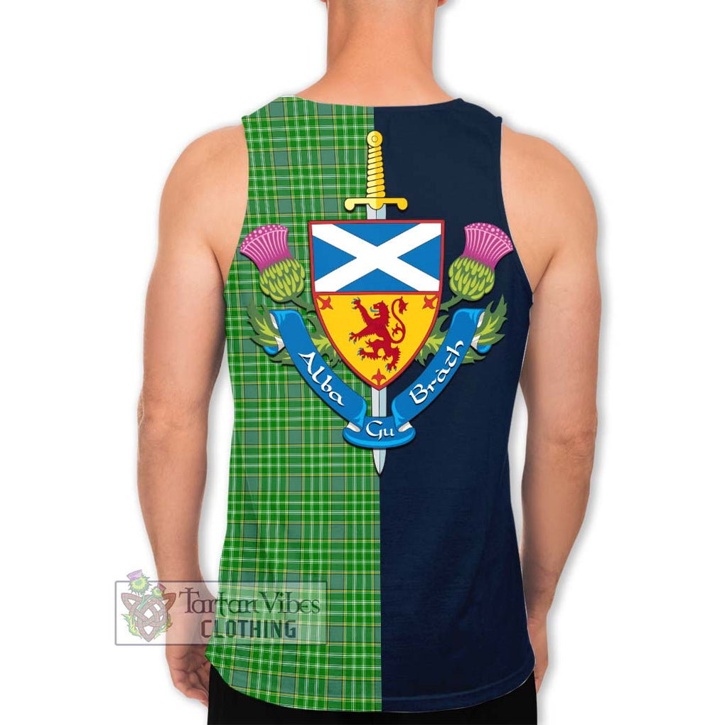 Tartan Vibes Clothing Currie Tartan Men's Tank Top with Scottish Lion Royal Arm Half Style