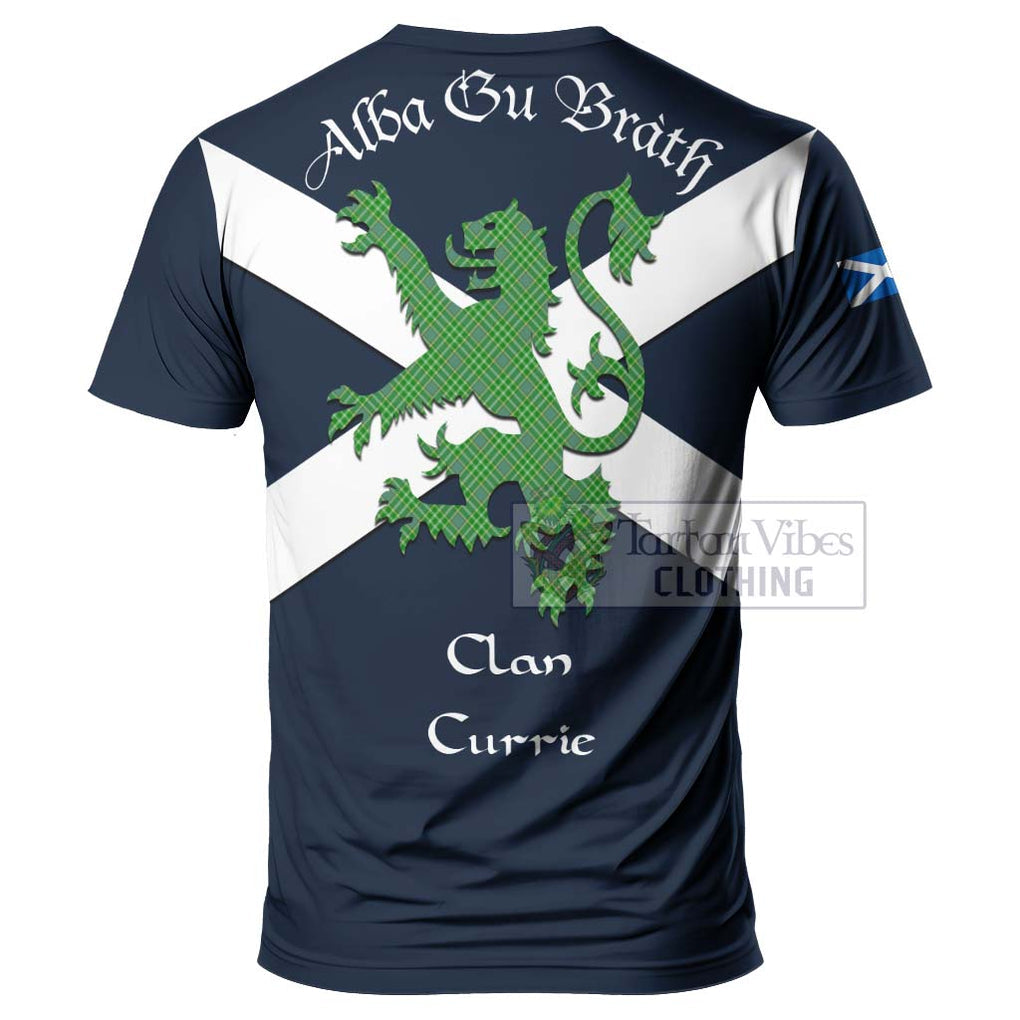 Tartan Vibes Clothing Currie Tartan Lion Rampant T-Shirt – Proudly Display Your Heritage with Alba Gu Brath and Clan Name