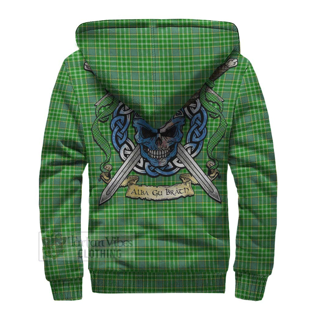 Tartan Vibes Clothing Currie Tartan Sherpa Hoodie with Family Crest Celtic Skull Style