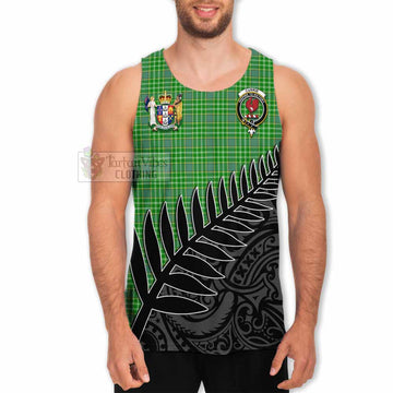 Currie Crest Tartan Men's Tank Top with New Zealand Silver Fern Half Style