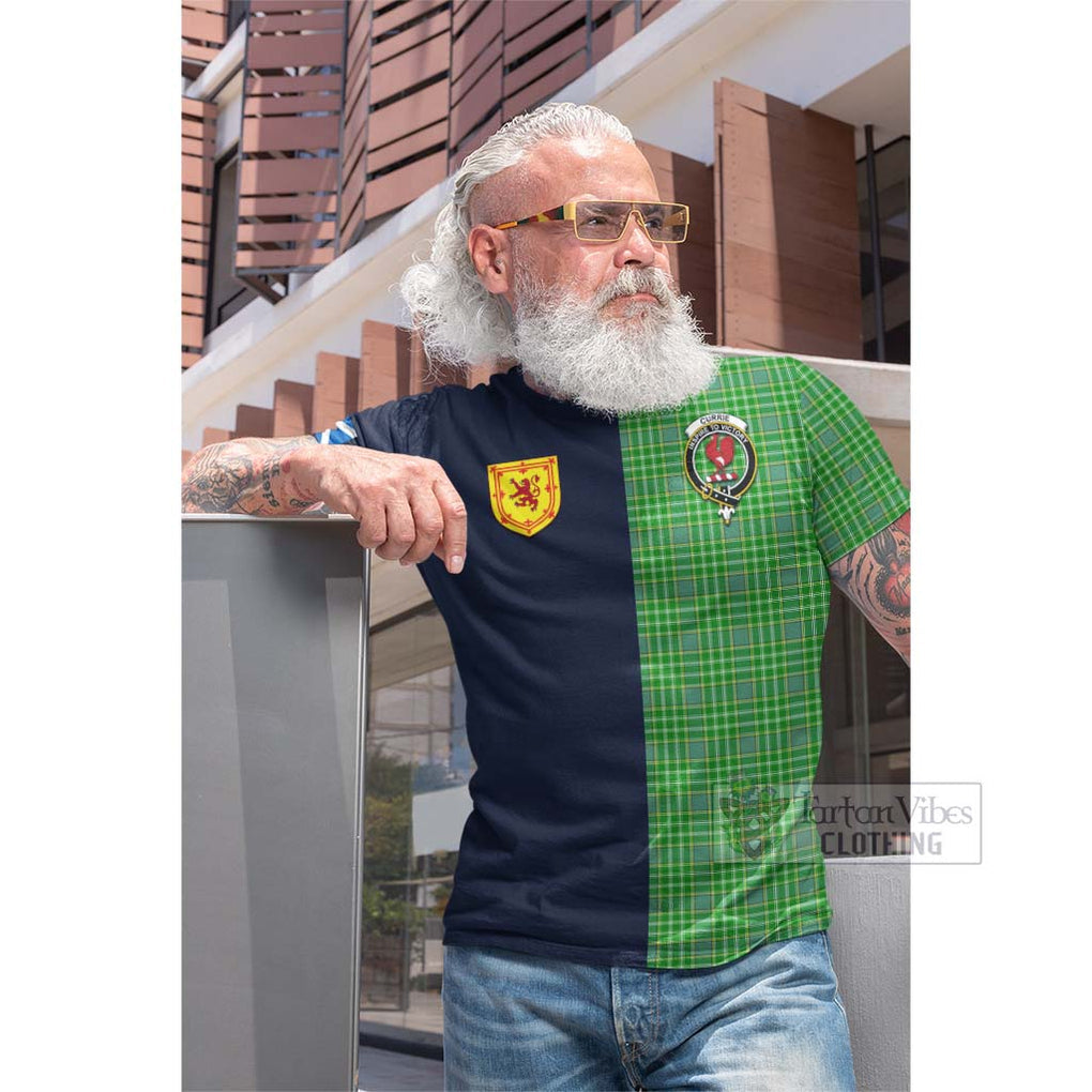 Tartan Vibes Clothing Currie Tartan Cotton T-shirt with Scottish Lion Royal Arm Half Style