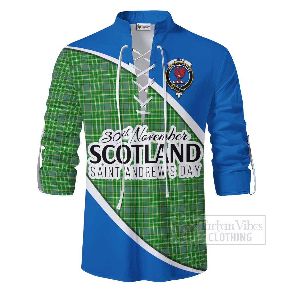 Tartan Vibes Clothing Currie Family Crest Tartan Ghillie Kilt Shirt Celebrate Saint Andrew's Day in Style