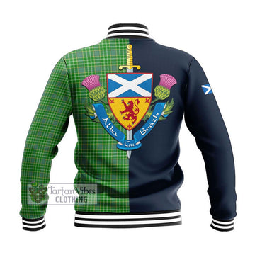 Currie Tartan Baseball Jacket Alba with Scottish Lion Royal Arm Half Style