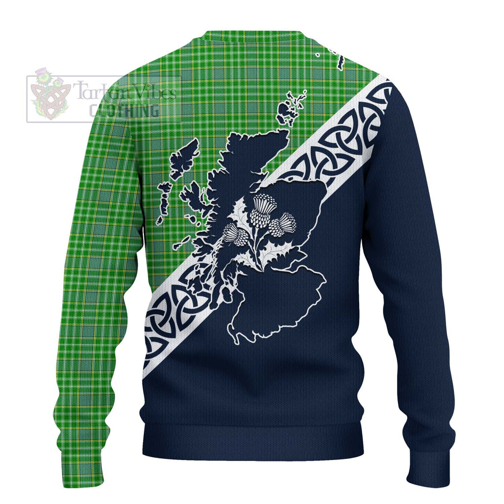 Tartan Vibes Clothing Currie Tartan Knitted Sweater Featuring Thistle and Scotland Map