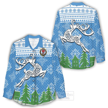 Currie Clan Christmas Women's Casual Shirt Celtic Reindeer Style