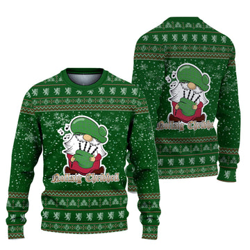 Currie Clan Christmas Family Knitted Sweater with Funny Gnome Playing Bagpipes