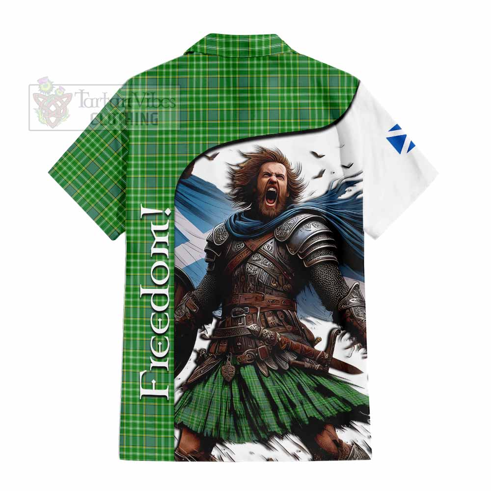 Tartan Vibes Clothing Currie Crest Tartan Short Sleeve Button Shirt Inspired by the Freedom of Scottish Warrior