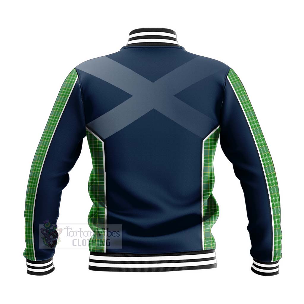 Tartan Vibes Clothing Currie Tartan Baseball Jacket with Family Crest and Scottish Thistle Vibes Sport Style