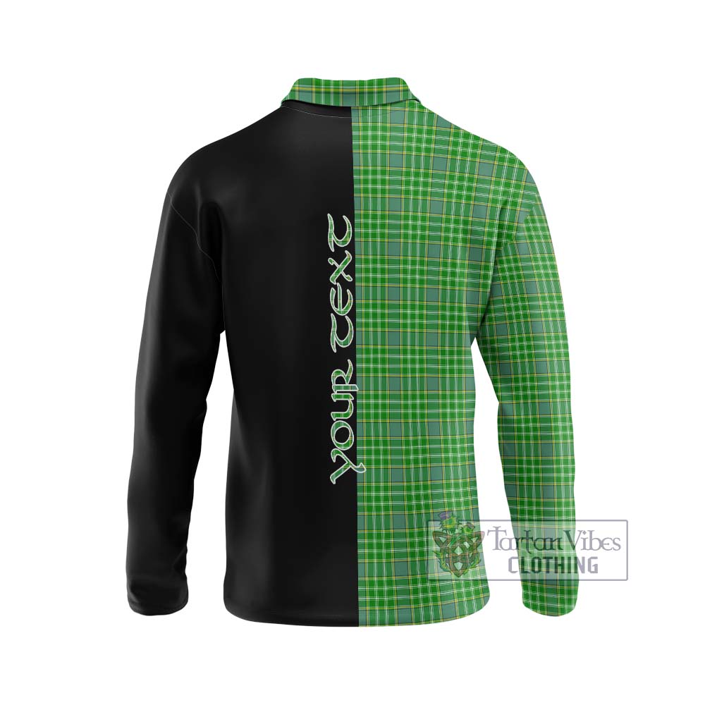 Currie Tartan Long Sleeve Polo Shirt with Family Crest and Half Of Me Style - Tartanvibesclothing Shop