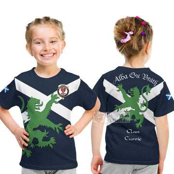 Currie Tartan Lion Rampant Kid T-Shirt Proudly Display Your Heritage with Alba Gu Brath and Clan Name